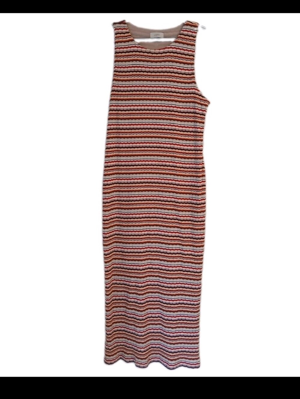 Loft Striped Rib Knit Tank Dress Size Large